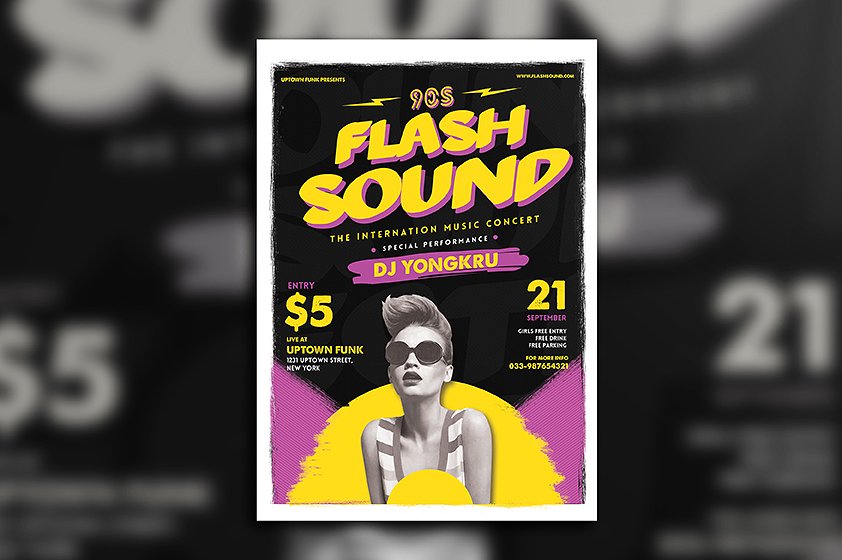 闪光音效酒吧活动传单模板 Flash Sound Flyer插图
