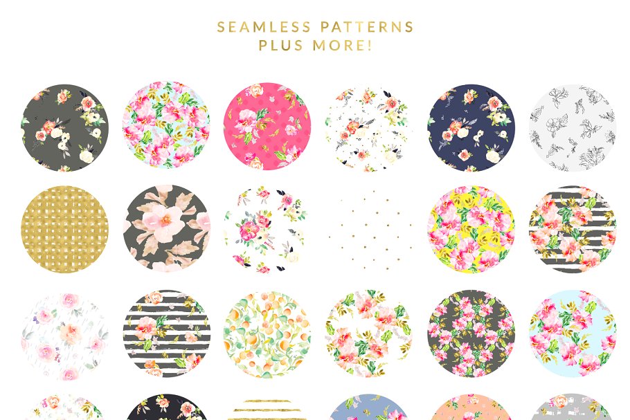 花枝招展芬芳扑鼻系列水彩花卉图案纹理合集 Pattern Pretty Floral Patterns插图(1)