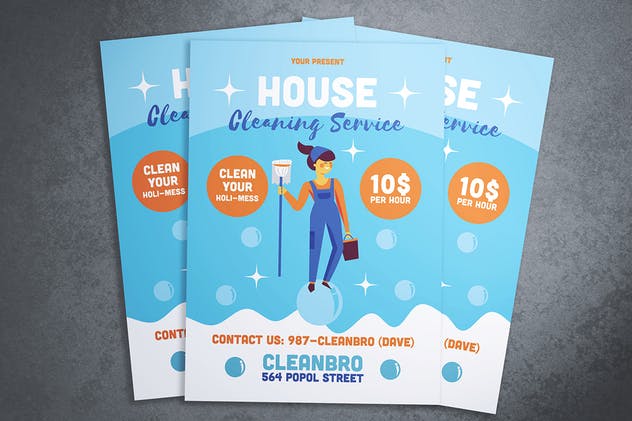 房屋清洁家政服务海报传单设计模板 House Cleaning Service Flyer插图(2)