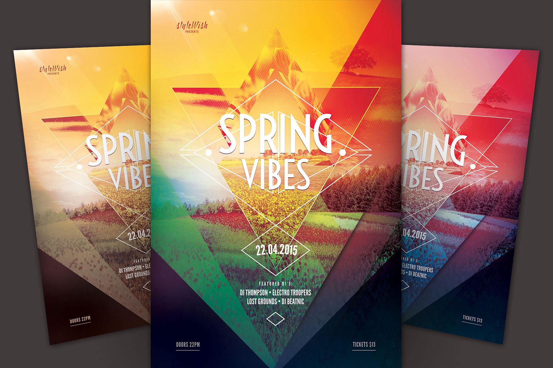 DJ音乐派对活动传单那模板 Spring Vibes Flyer Template插图