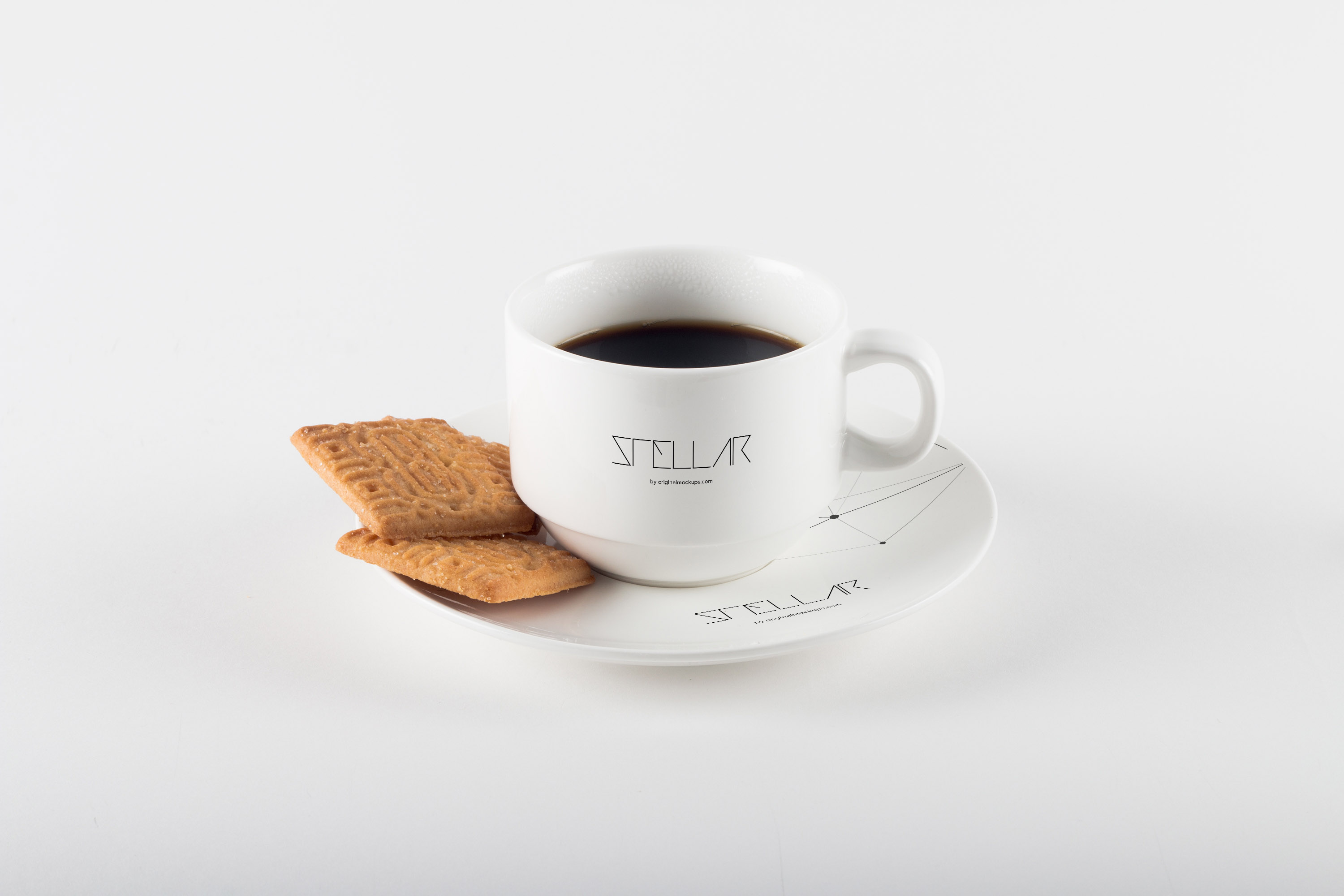 咖啡杯品牌Logo设计图演示样机模板03 Coffee Cup with Cookies Mockup 03插图