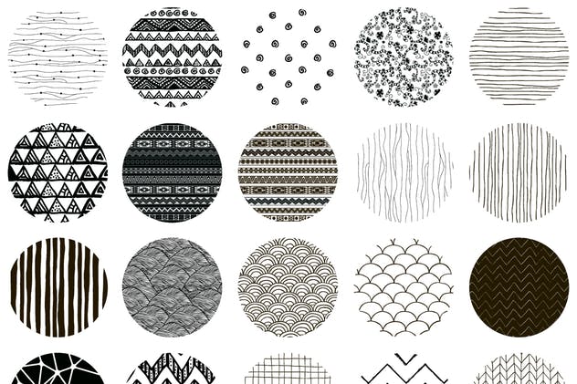 50款黑色手绘无缝印花图案 50 Black Hand-Drawn Seamless Patterns插图(5)
