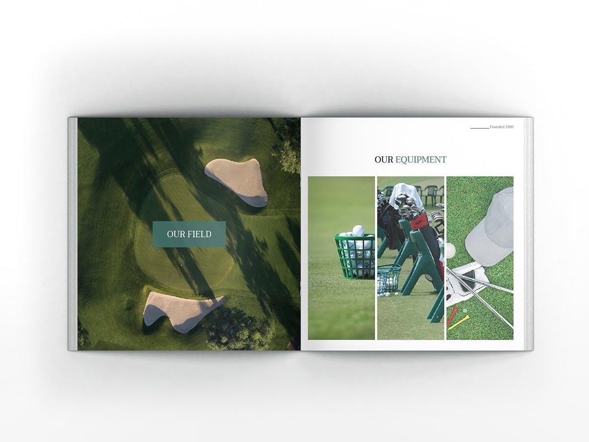 高尔夫俱乐部/体育运动场馆介绍画册设计模板 Golf Square Brochure Template插图(9)