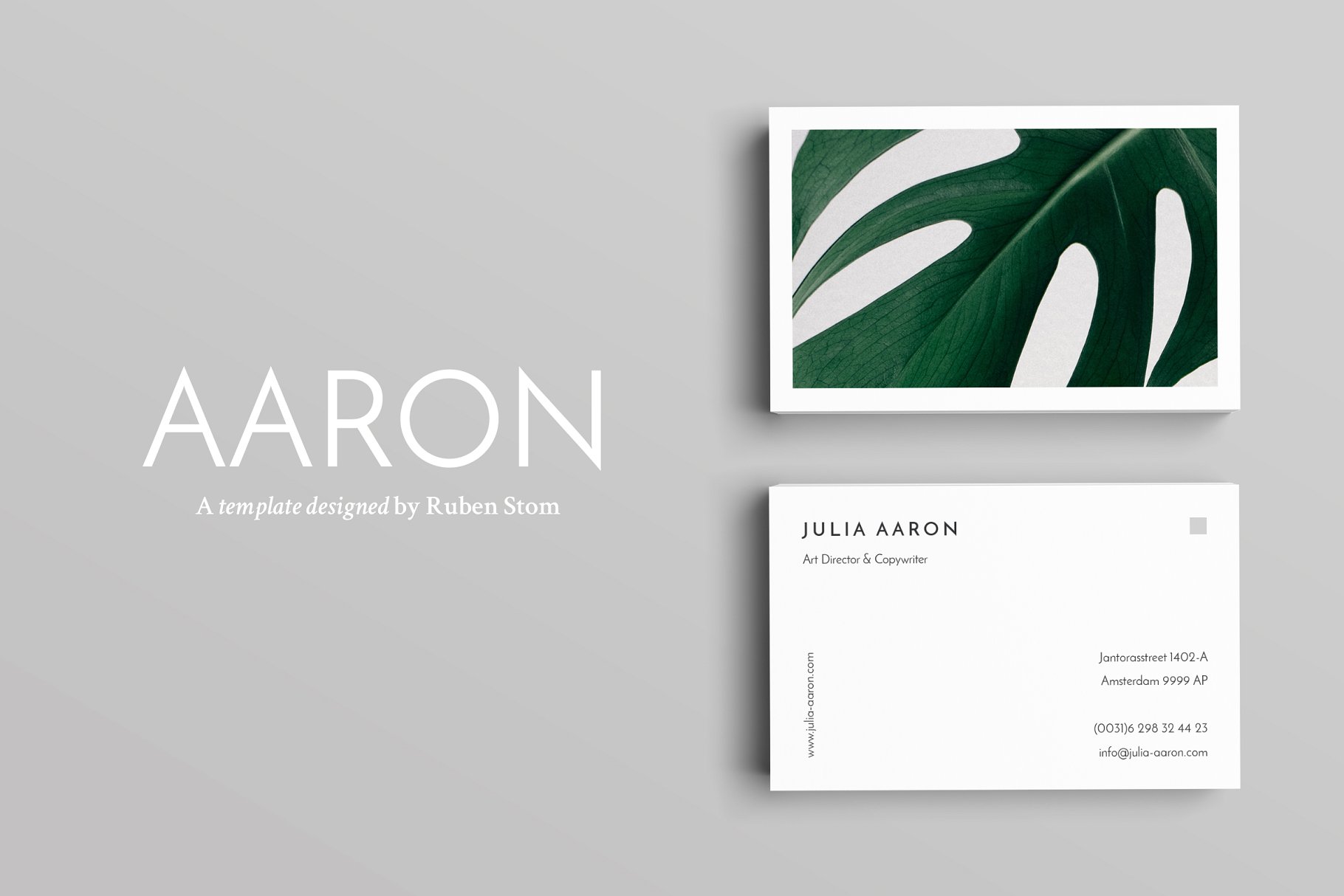 优雅简约风高端企业名片设计模板 Aaron Business Card Template插图