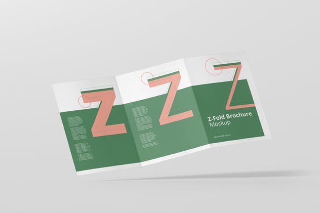 Z字母三折页宣传册样机 Z-Fold Brochure Mockup – Din A4 A5 A6插图(4)