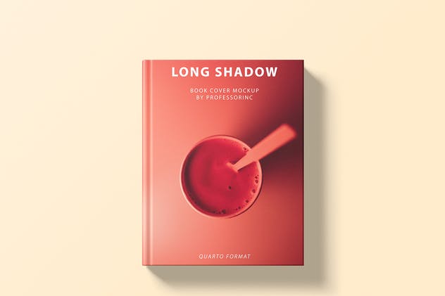 红色精装封面书本印刷品样机 Long Shadow Book Cover Mockup插图(7)