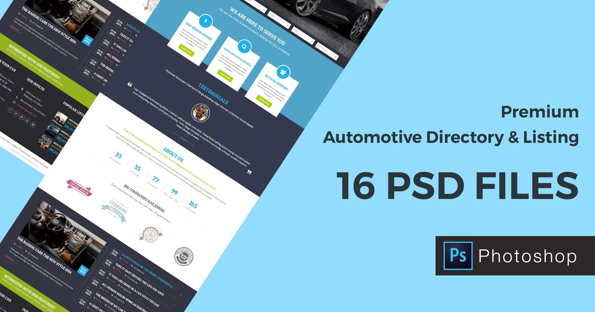 汽车目录和列表汽车网站PSD设计模板 Automotive Directory and Listing PSD Template插图