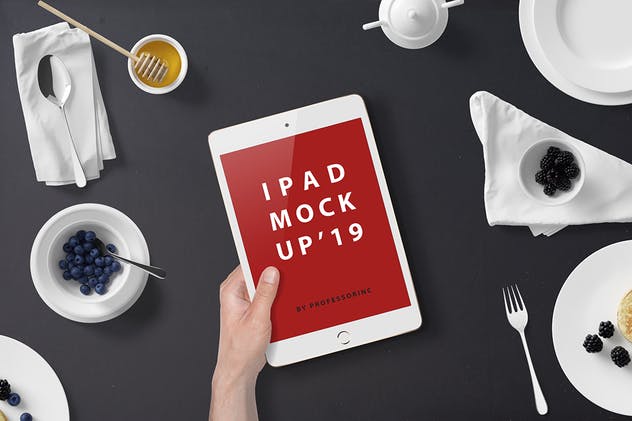 西式早餐场景iPad Mini设备展示样机 iPad Mini Mockup – Breakfast Set插图(3)