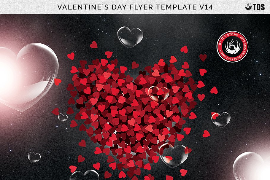 甜蜜情人节活动宣传单PSD模板 Valentines Day Flyer PSD V14插图(6)