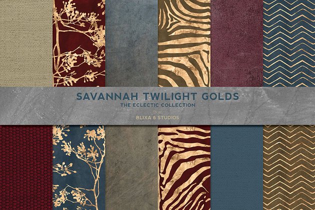 萨凡纳黄昏金色纹理 Savannah Twilight Golden Textures插图