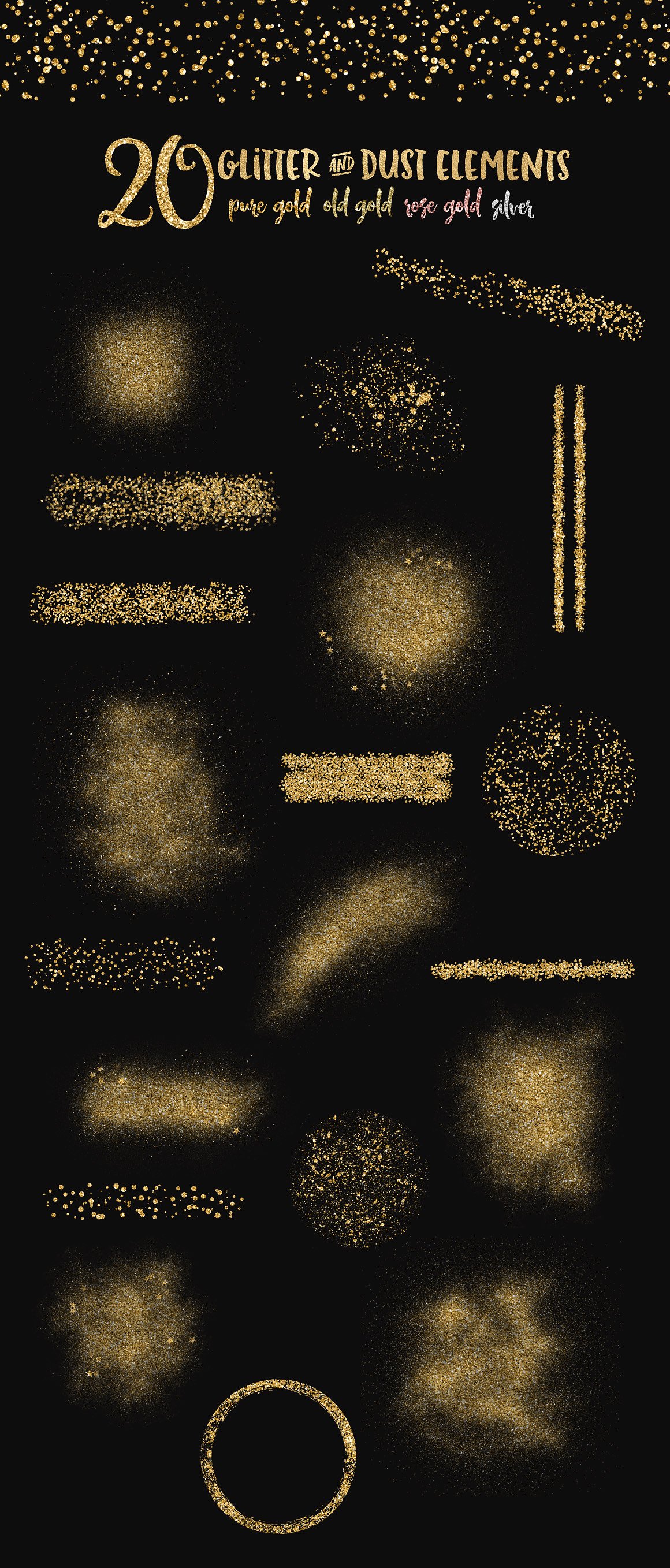 手工制作的黄金,魅力与水彩元素色板 [PNG,AI,EPS]插图(6)