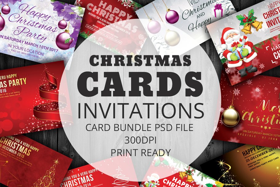 20套圣诞节贺卡卡片模板 20-Psd Christmas Cards Bundle插图