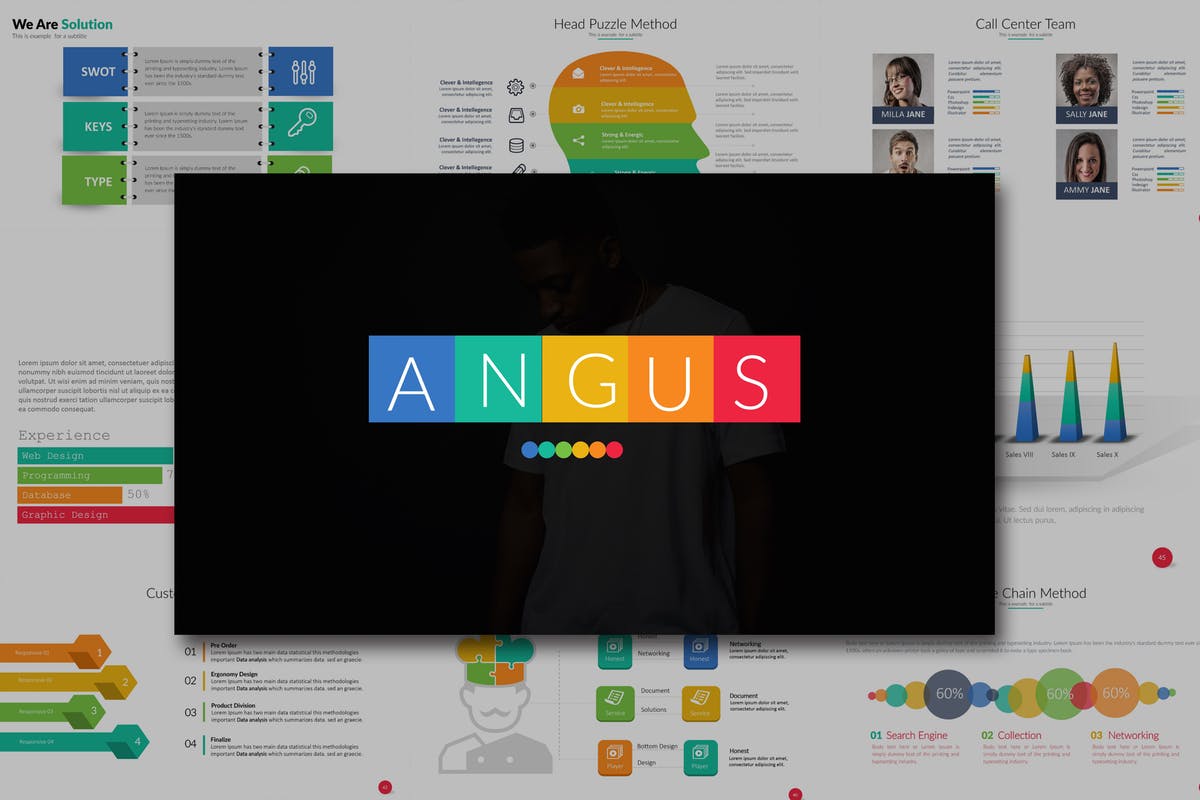 信息图表设计类型PPT幻灯片设计模板 Angus Powerpoint插图