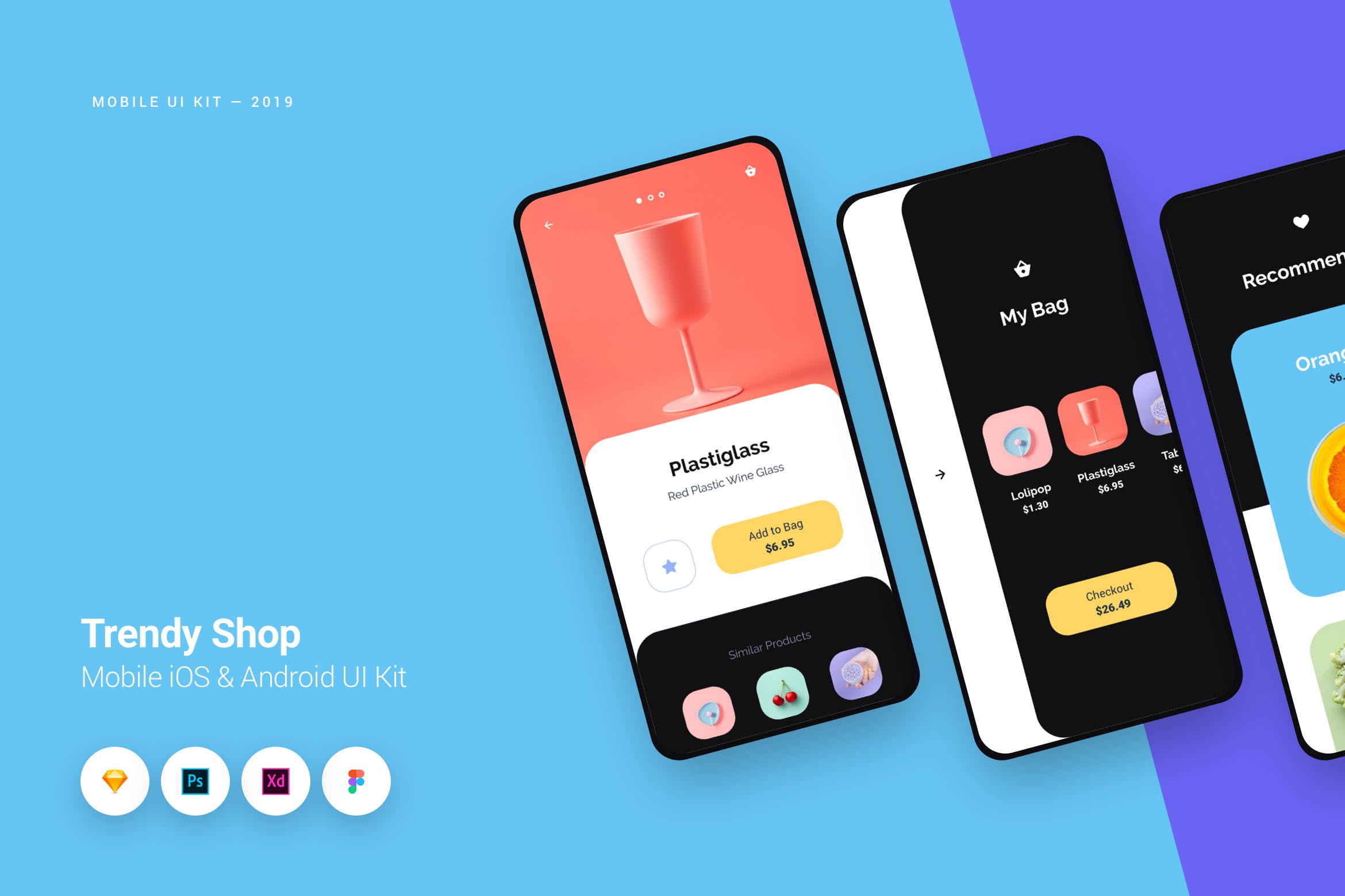 时尚商城iOS&安卓APP应用UI设计套件 Trendy Shop App iOS & Android UI Kit Template插图