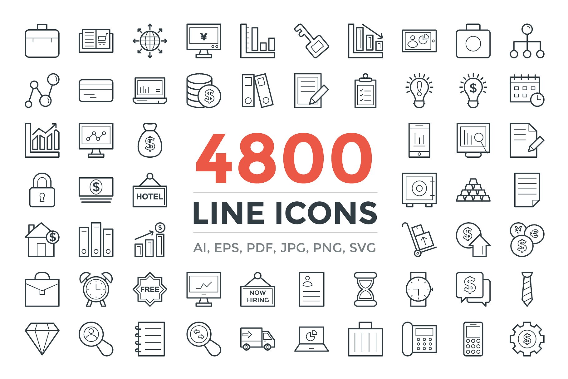 4800枚量贩式线条图标合集 4800 Line Icons Pack插图