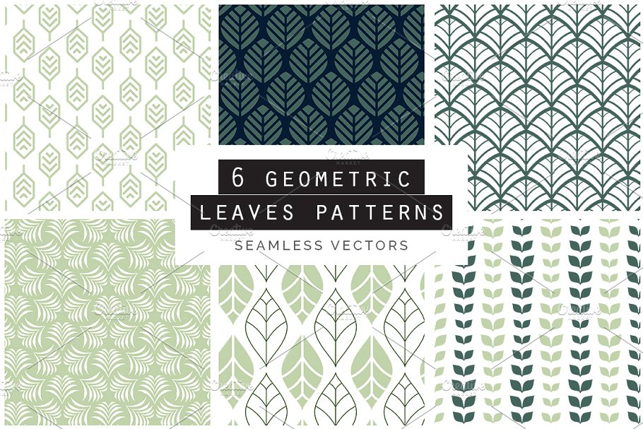 各种不同类型树叶无缝图案纹理 Leaves Seamless Patterns Collection插图(3)
