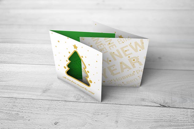 镂空设计圣诞节/新年贺卡样机模板 Christmas New Year Card Mock-Up插图(4)