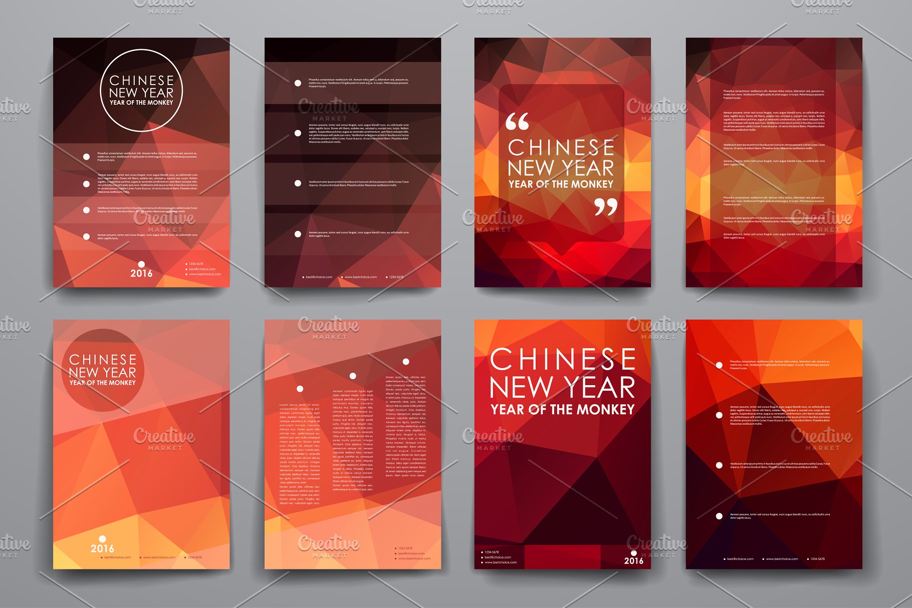 中国新年主题风小册子画册模板 Chinese New Year Brochures插图(1)