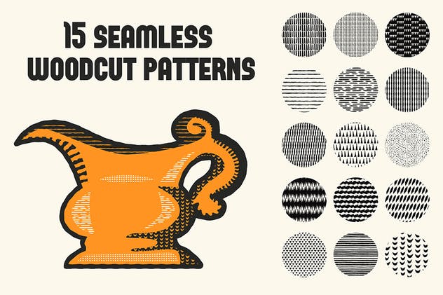 复古木刻印刷绘画风格AI笔刷 Cookbook for Woodcuts – brushes and patterns插图(4)