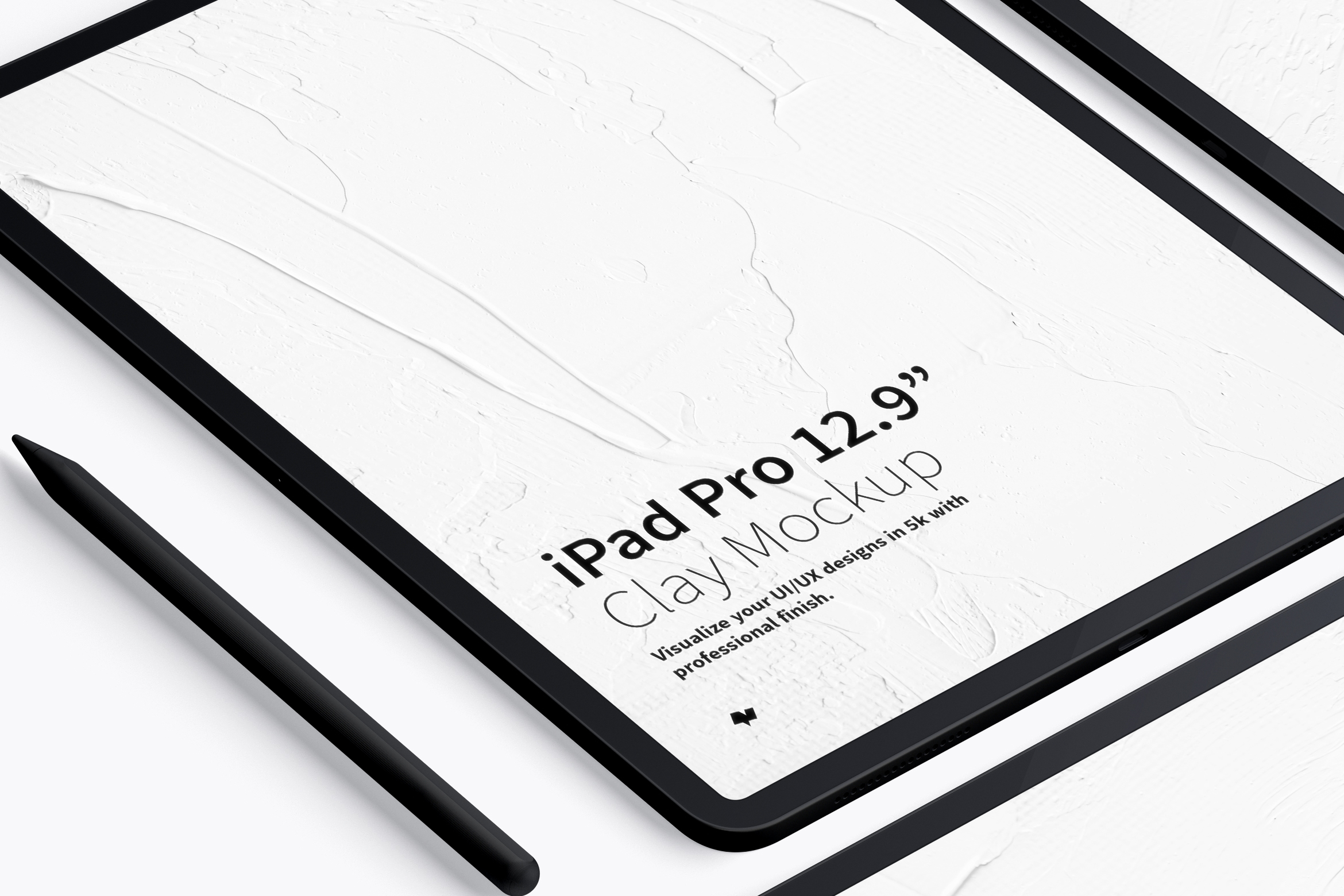 iPad Pro平板电脑UI设计效果图网格布局样机 Clay iPad Pro 12.9” Mockup, Grid Layout插图(2)
