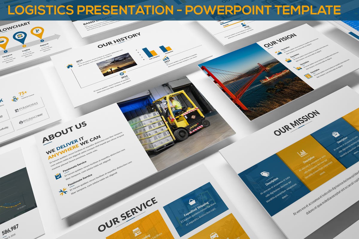物流快递运输企业适用PPT幻灯片模板 Logistics Presentation – Powerpoint Template插图