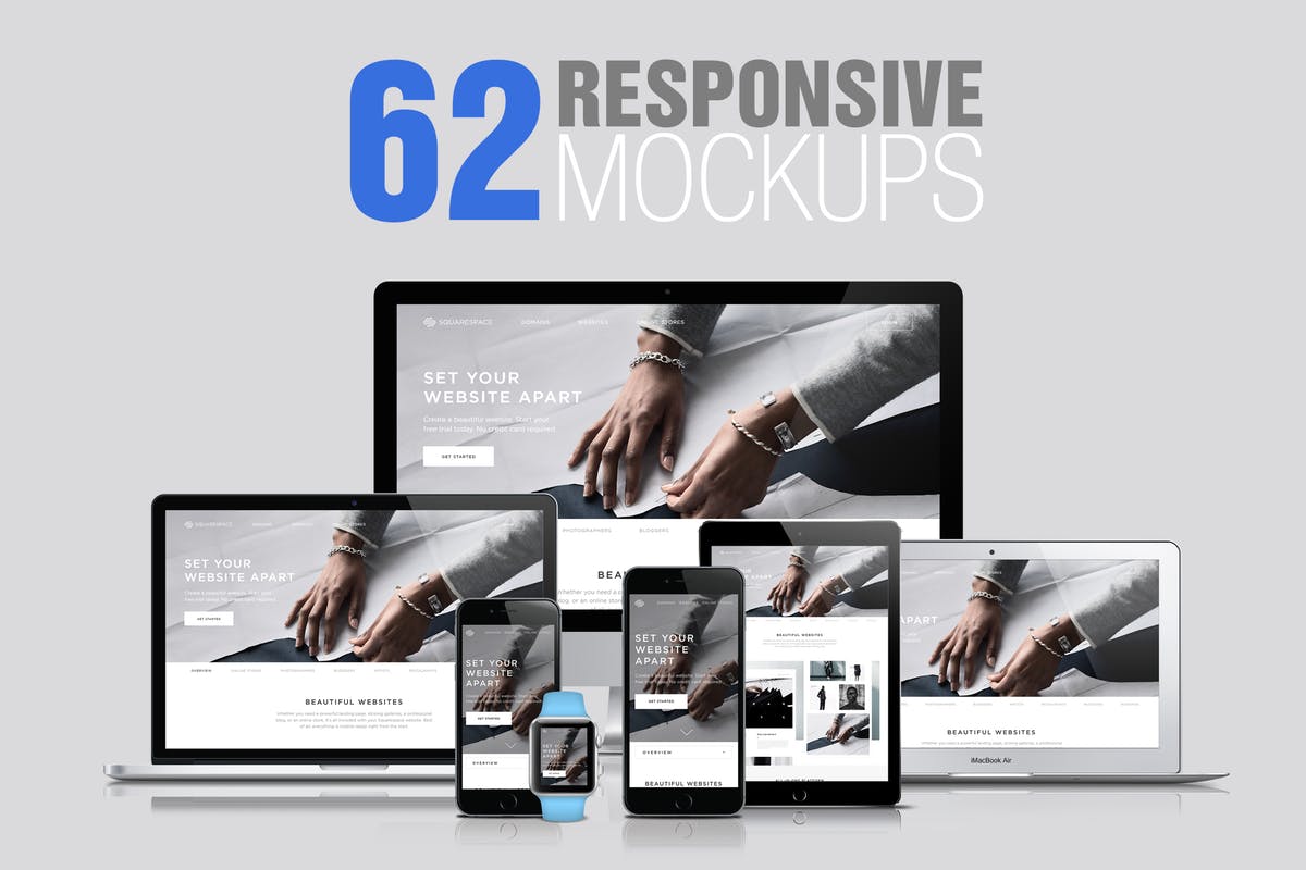62款响应式网页设计预览样机套装 62 Responsive Mockups插图