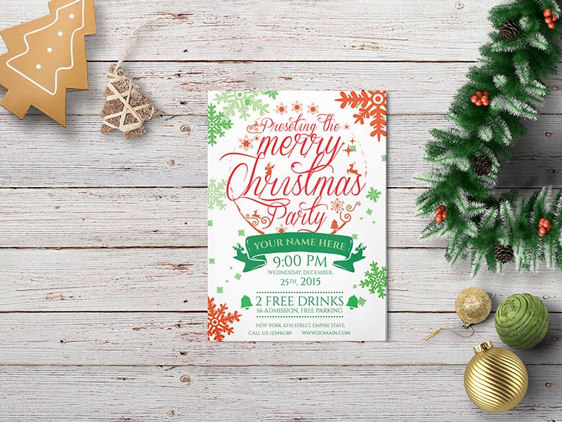 圣诞节活动邀请海报传单设计模板v03 Christmas Party – Flyer Template 03插图(4)