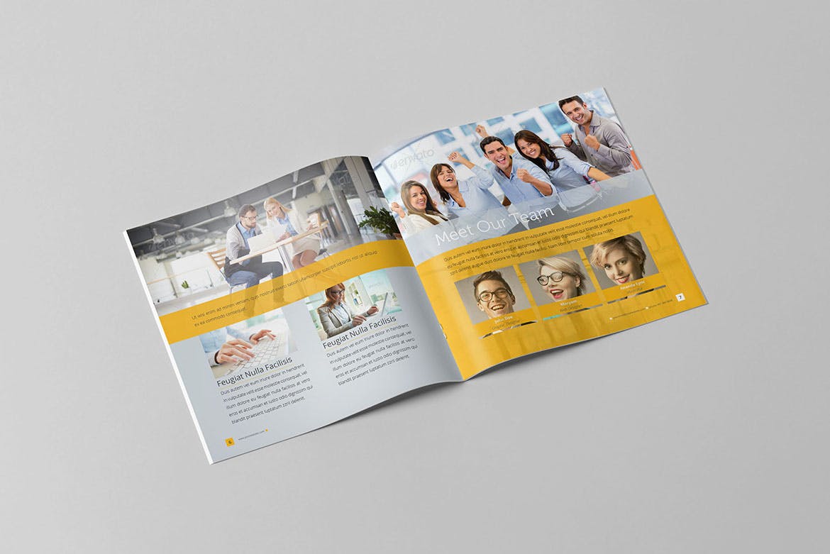 简约设计风格企业宣传画册设计模板素材 Clean Business Square Brochure插图(4)