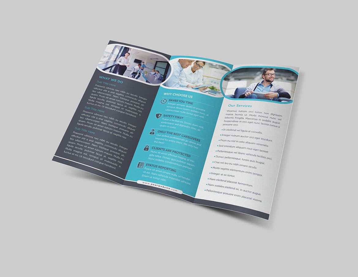 简易设计风格三折页企业通用宣传单设计模板v5 Corporate Trifold Brochure Vol 5插图(1)