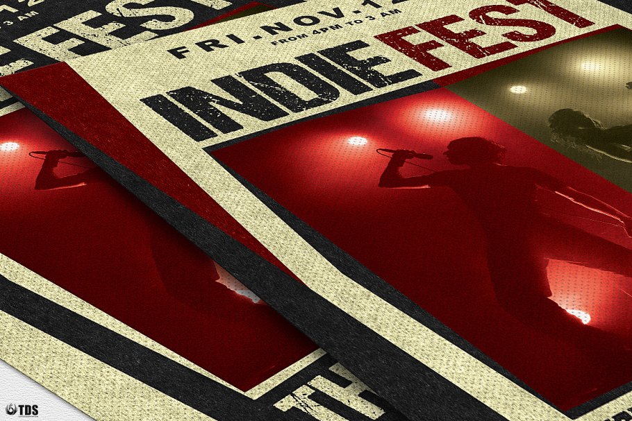 独立音乐节派对传单PSD模板v4 Indie Live Festival Flyer PSD V4插图(5)
