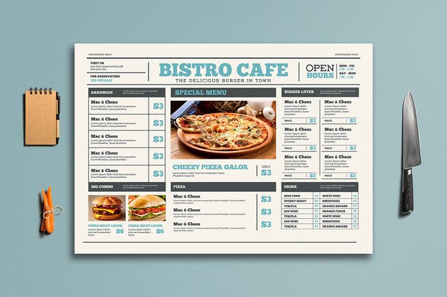 报纸设计风格西餐菜单模板套装 Newspaper Style Menu Package插图(2)