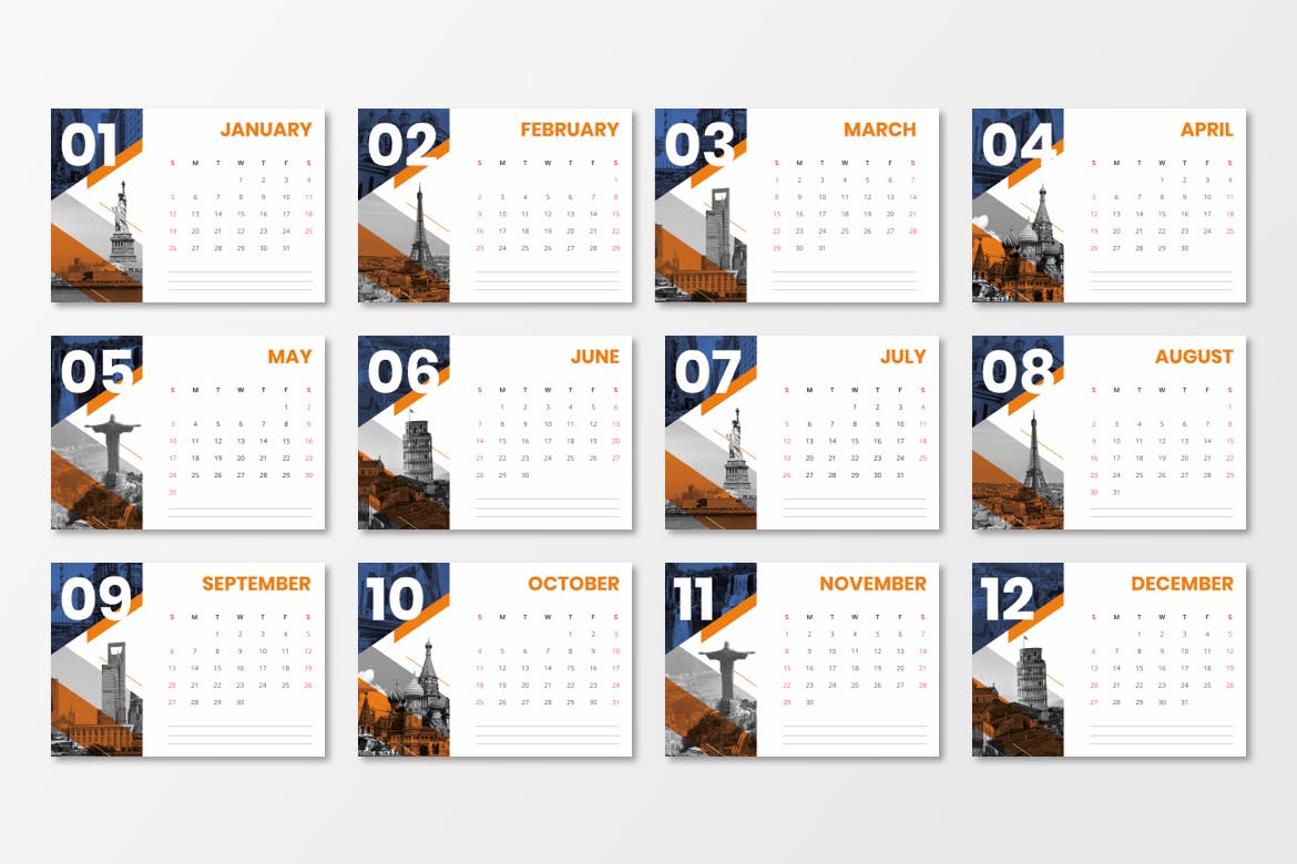 2020年企业定制设计活页年历日历设计模板 Business Calendar 2020插图(4)