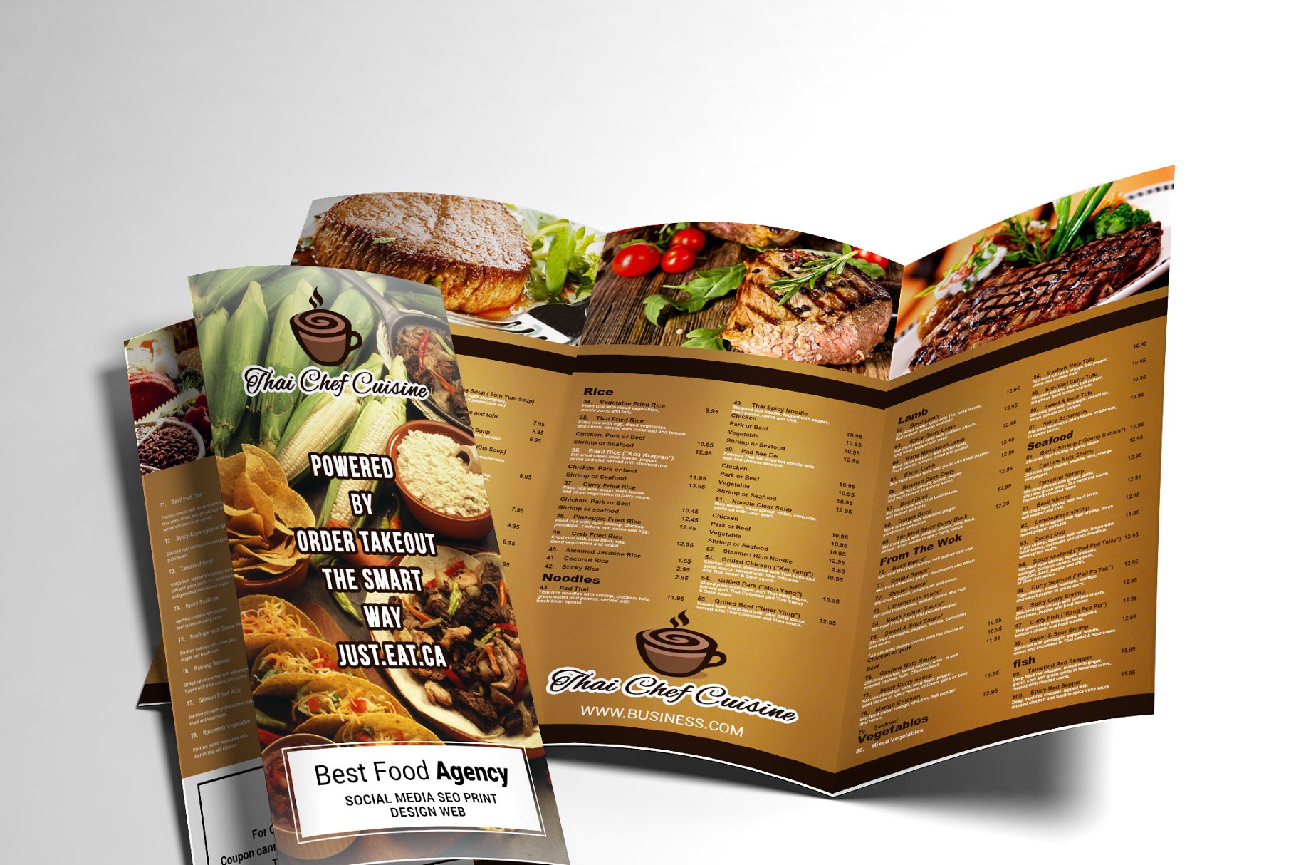 餐厅饭馆三折页菜单模板 Restaurant Menu Tri-fold Brochure插图