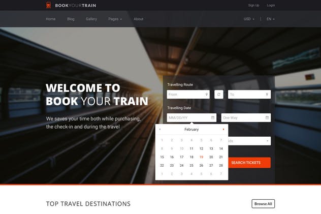 交通出行在线订票系统PSD网站模板 Book Your Train – Online Booking PSD Template插图(3)