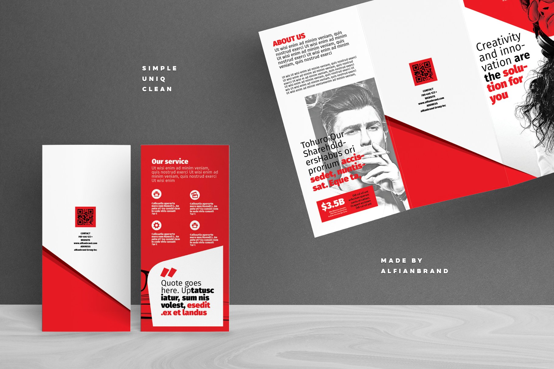商业项目推广手册三折页模板 Business Tri-fold Brochure插图(2)