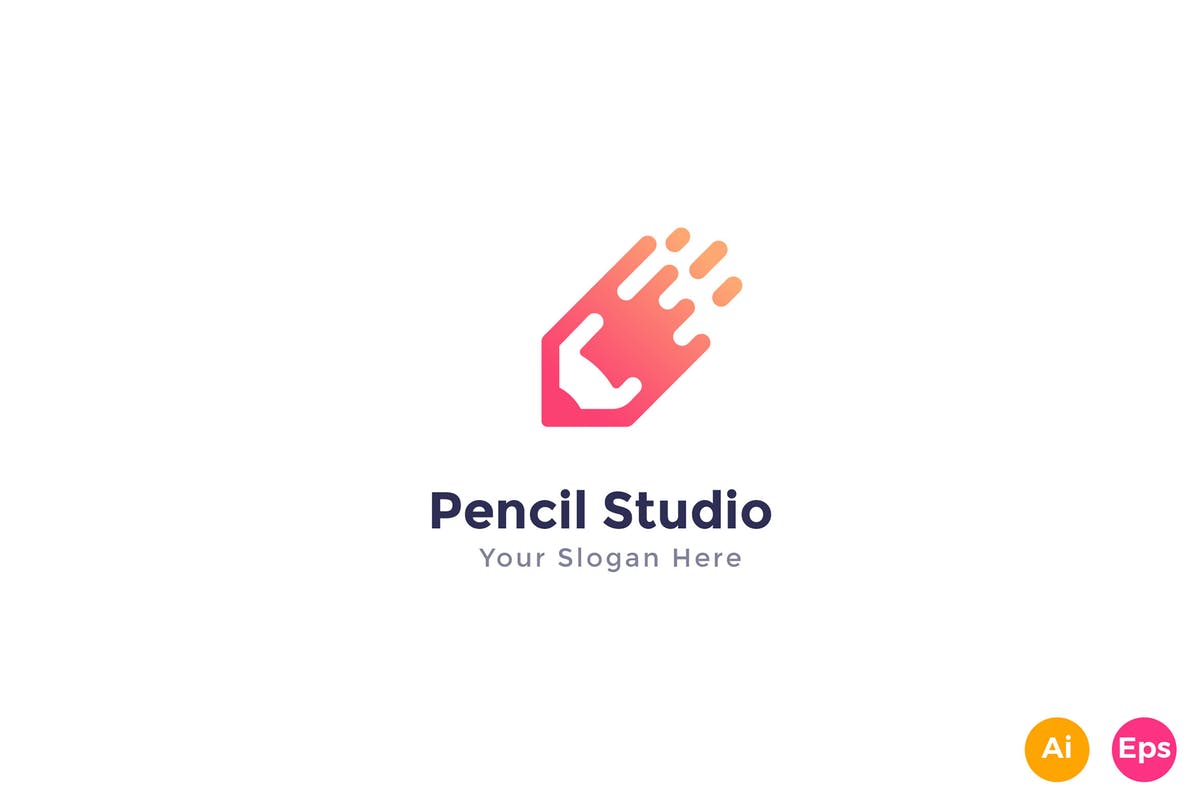 铅笔图形创意Logo设计模板 Pencil Studio Logo Template插图