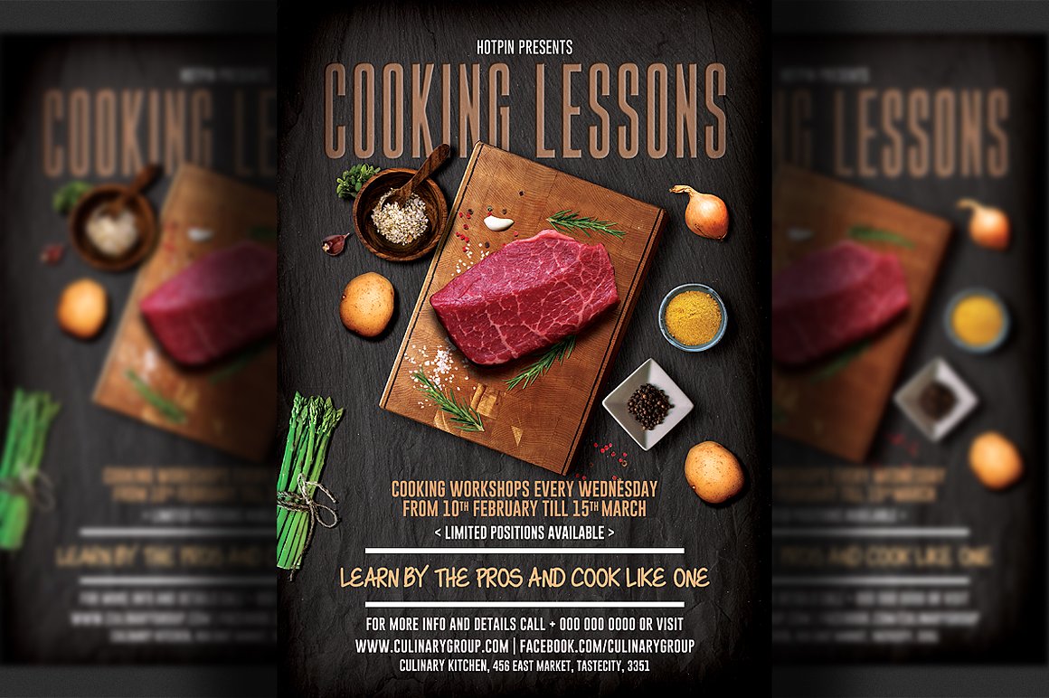 烹饪课程宣传传单模板 Cooking Lessons Flyer Template插图