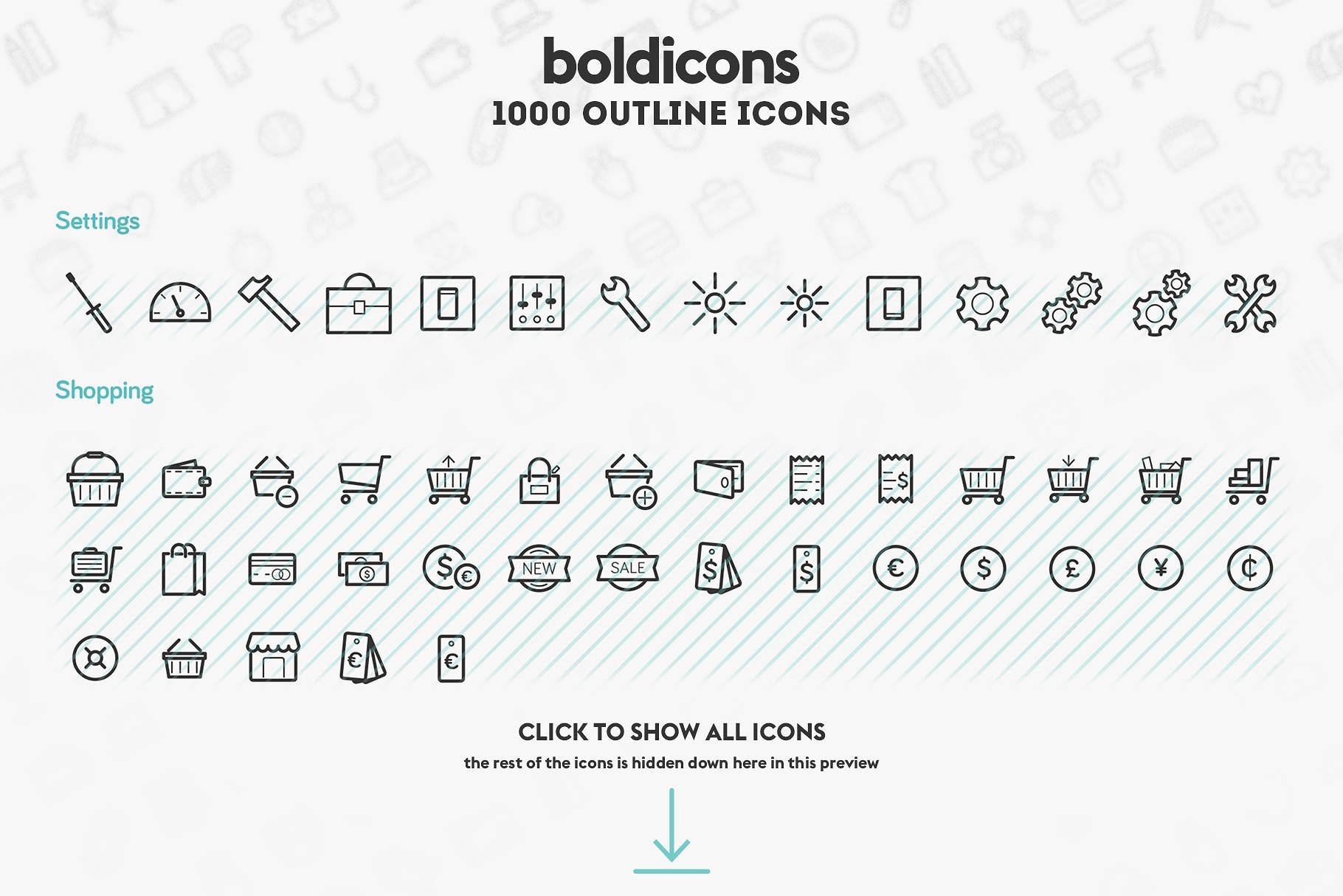 1000枚多领域粗线条轮廓图标 Boldicons – 1000 outline icons插图(3)