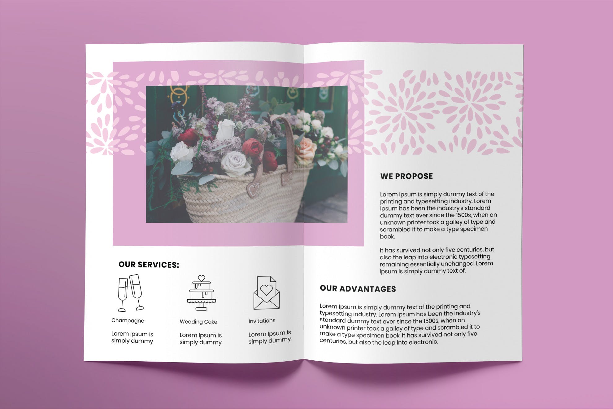 婚礼策划婚庆公司宣传册设计模板 Wedding Planner Brochure Bifold插图(2)