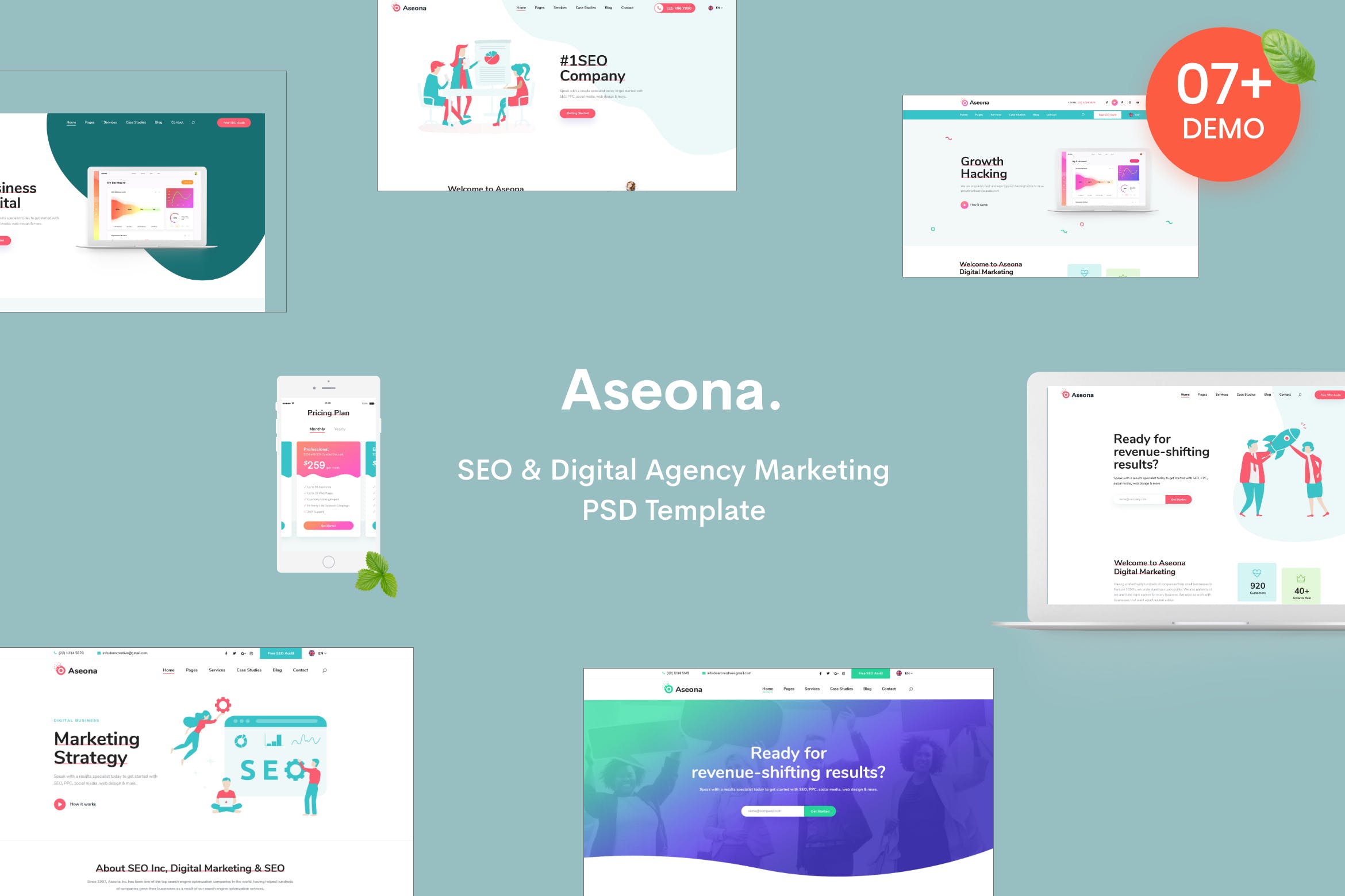 SEO数字营销服务企业官网设计PSD模板 Aseona | SEO Digital Marketing Template PSD插图