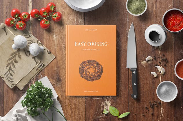 西式食谱厨房场景样机模板 Cook Book Mockup – Kitchen Set插图(7)