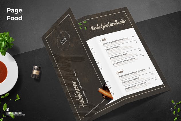 三折页西餐厅菜单设计模板 Trifold Restaurant Menu插图(3)