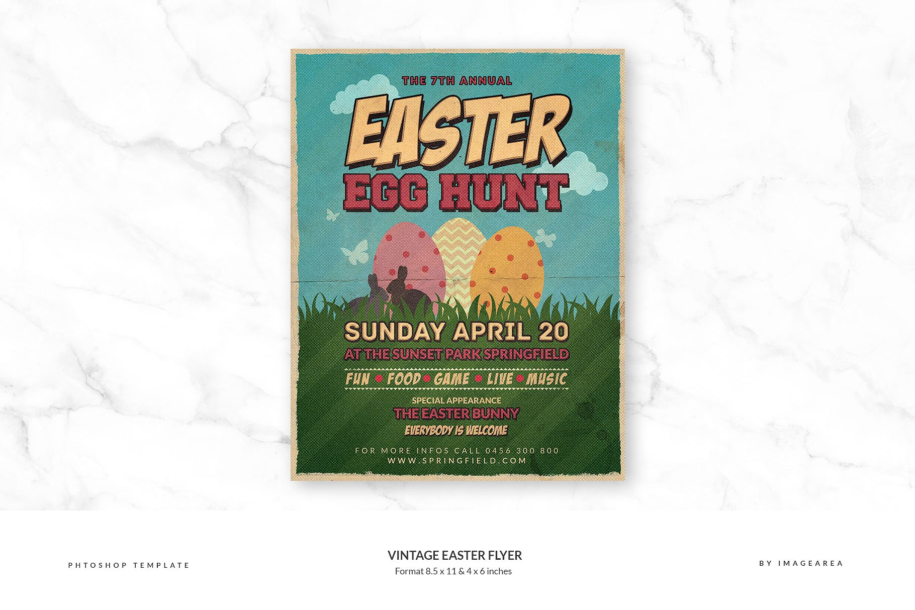 复古风格复活节活动传单模板 Vintage Easter Flyer插图