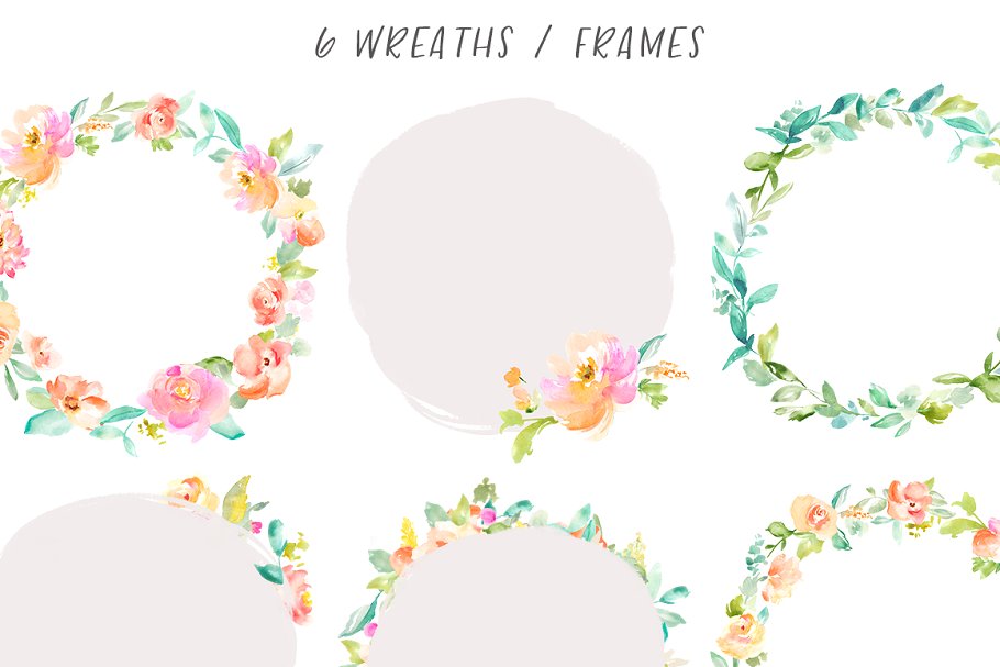 水彩花卉插画素材套装 Peonia Watercolor Flowers Set插图(4)