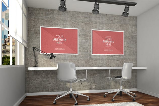 企业文化宣传企业办公场所画框样机 Design Office MockUp插图(5)