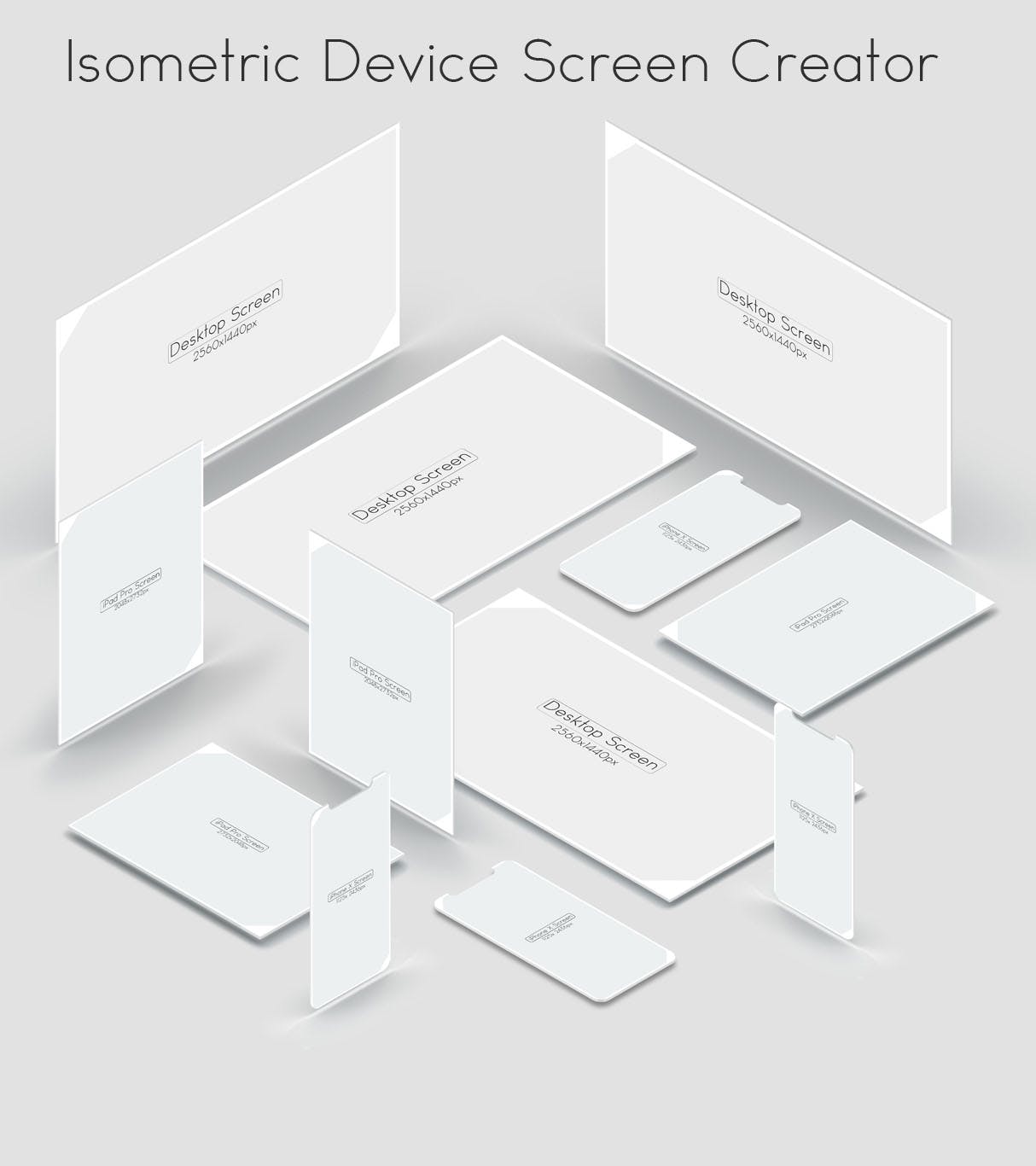 屏幕界面设计效果图等距网格样机模板 Isometric Device Screen Creator插图(1)