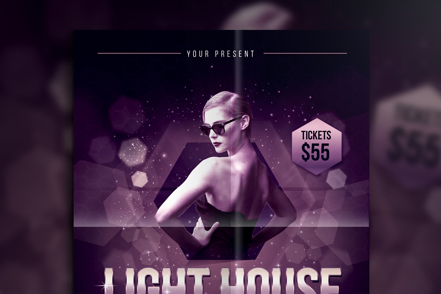 五种配色风格活动宣传海报传单设计模板 Light House Party Flyer插图(5)
