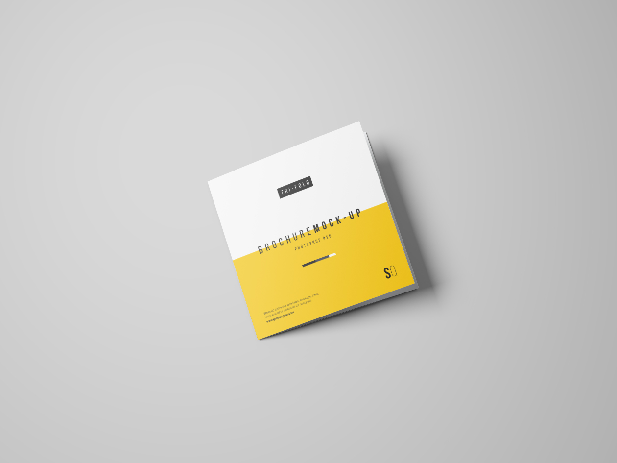 方形三折小册子设计内页印刷效果图样机模板 Square Tri-Fold Brochure Mockup插图(3)