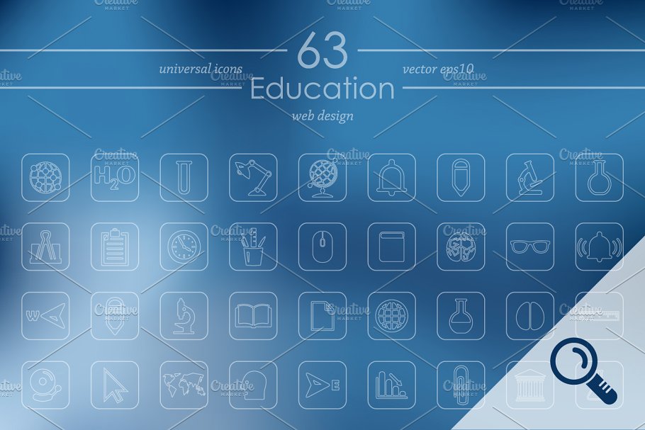 63个教育主题线条写意ico图标 63 EDUCATION icons插图