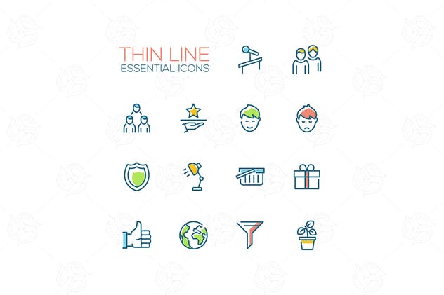 商业主题线条图标设计素材包 Business – Thin Single Line Icons Set插图(1)